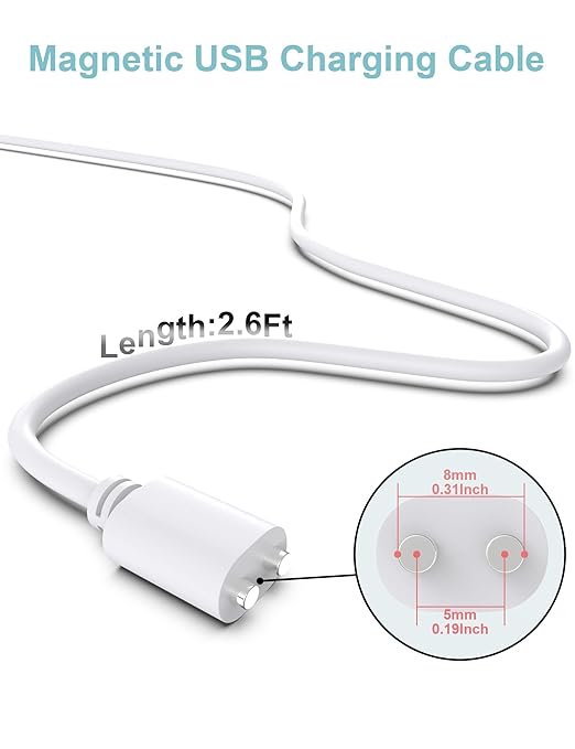Bicmice 2.6Ft Magnetic USB DC Charger Cable Wireless Replacement Charging Cord-(5mm0.2in)