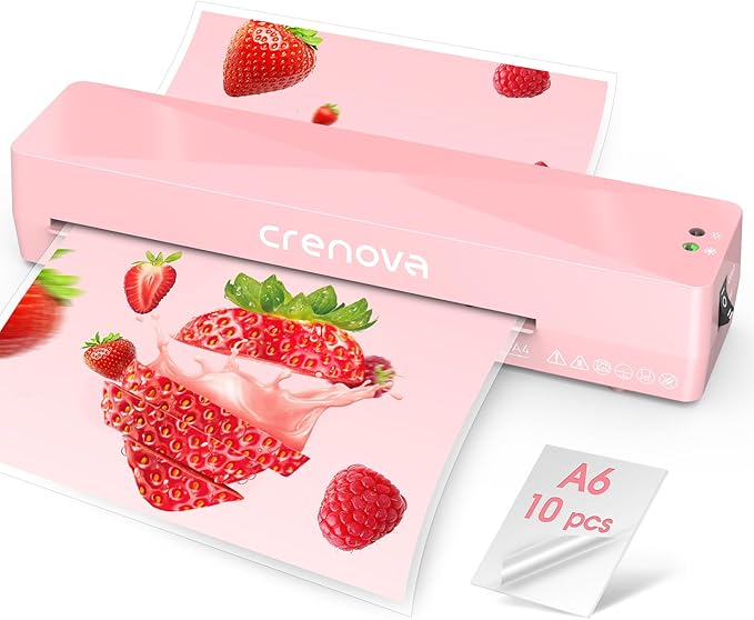 Crenova A4 Laminator Machine 4 in 1 Personal Desktop Hot  Cold with 10 Laminating Pouches No Bubbles 9 Inch Thermal Laminator for Home Office School Business Use Pink