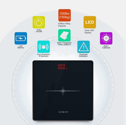 Digital Scale for Body Weight, Precision Bathroom Weighing Scale Step-On Technology High Capacity - 330 lb, LED Display with High Precision Measurements, Black