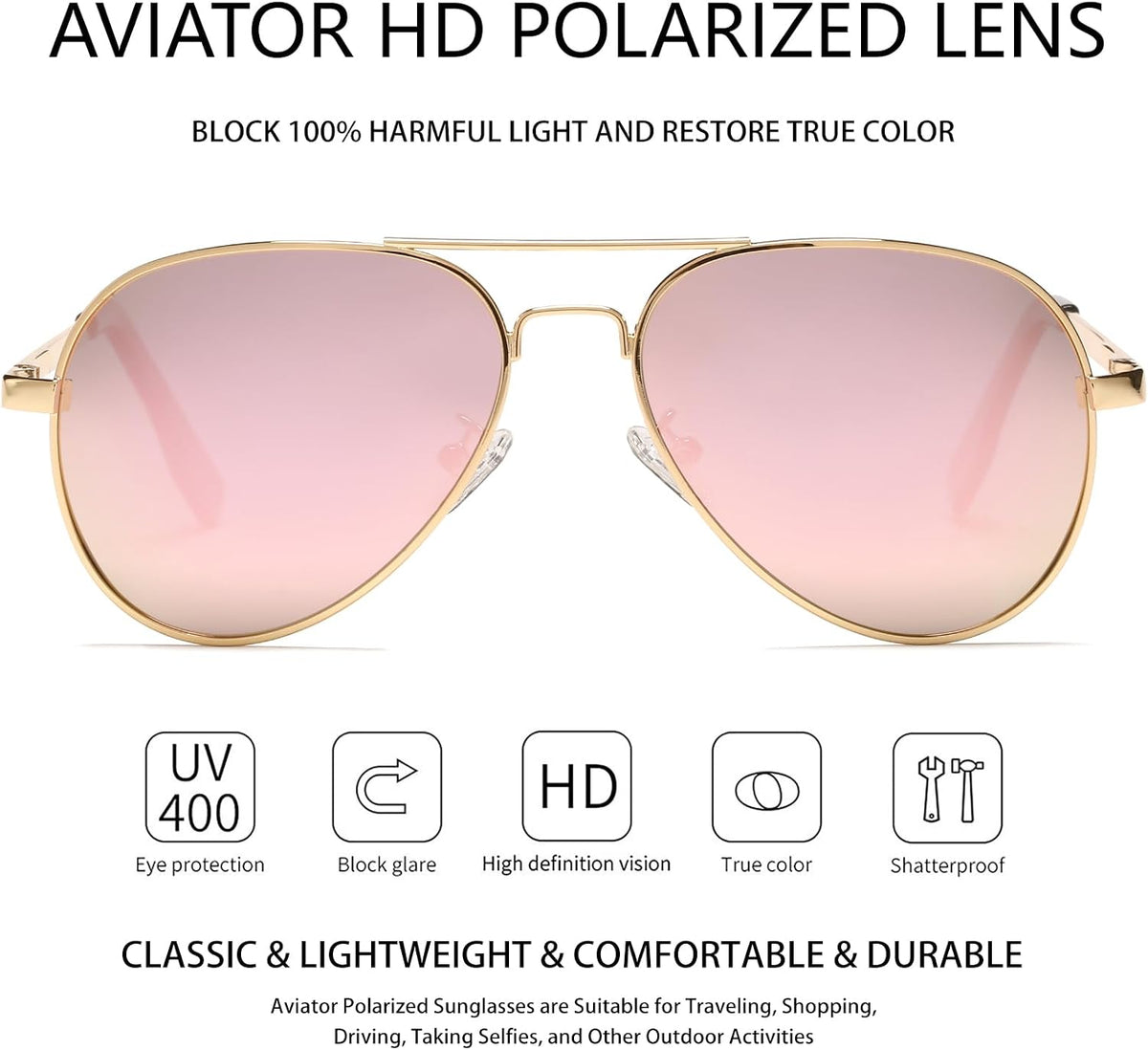 Kids Polarized Aviator Sunglasses for Girls Boys Classic Juniors Metal Frame Mirrored Aviator Sunglasses, 52mm