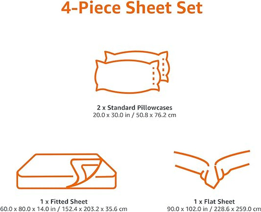 Basics Lightweight Super Soft, Breathable Easy Care Microfiber 4-Piece Bed Sheet Set with 14-Inch Deep Pockets, Queen, Emerald Green, Solid