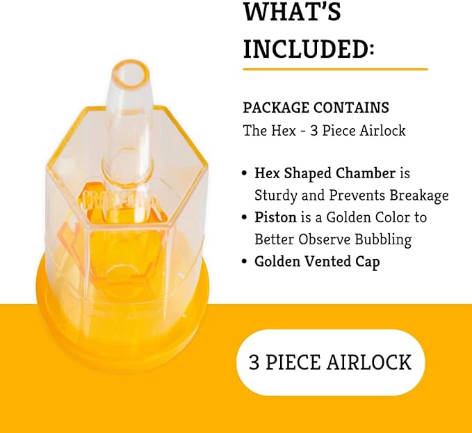 Craft A Brew - The Hex - 3 Piece Airlock - For Home Brew Fermentation - For Beer, Wine, Hard Cider, Mead Making, Pickling  More - Durable - At Home Beer Making Supplies