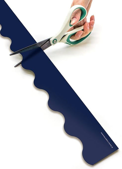 Teacher Created Resources Navy Blue Scalloped Rolled Border Trim - 50ft - Decorate Bulletin Boards, Walls, Desks, Windows, Doors, Lockers, Schools, Classrooms, Homeschool & Offices