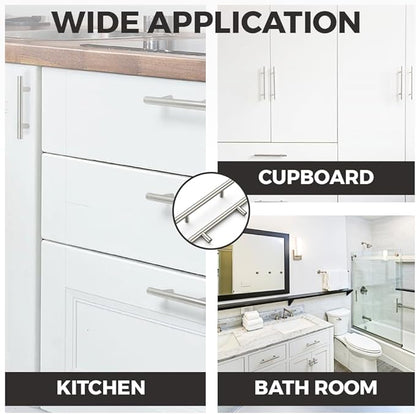 Home & Beyond 10 pcs Brushed Nickel Cabinet Pulls 8.6" (220mm) Handle, 6.3" (160mm) Screw Spacing, Kitchen Cabinet Pulls Brushed Nickel, Cabinet Hardware Dresser Handles, Satin Nickel Cabinet Handles