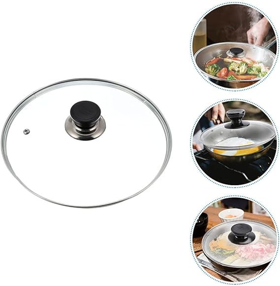 Hemoton 1 Pc Glass Lid Replacement Pot Lid Tempered Lid Kitchen Gadget Circular Pot Cover Transparent Cover Universal Pot Lid Silicone Pot Cover Round Cover Pan Lid