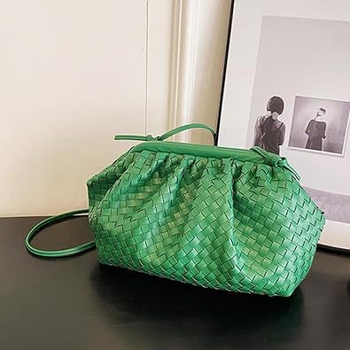 NOVAVOGE New woven clip button cloud bag women versatile trend simple texture shoulder messenger bag