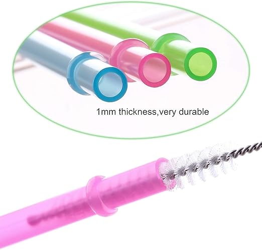 Dakoufish 12 Piece 9 Inch Reusable Plastic Thick Drinking Straws BPA Free Mason Jar Straws Plain Color (9inch,Rose)