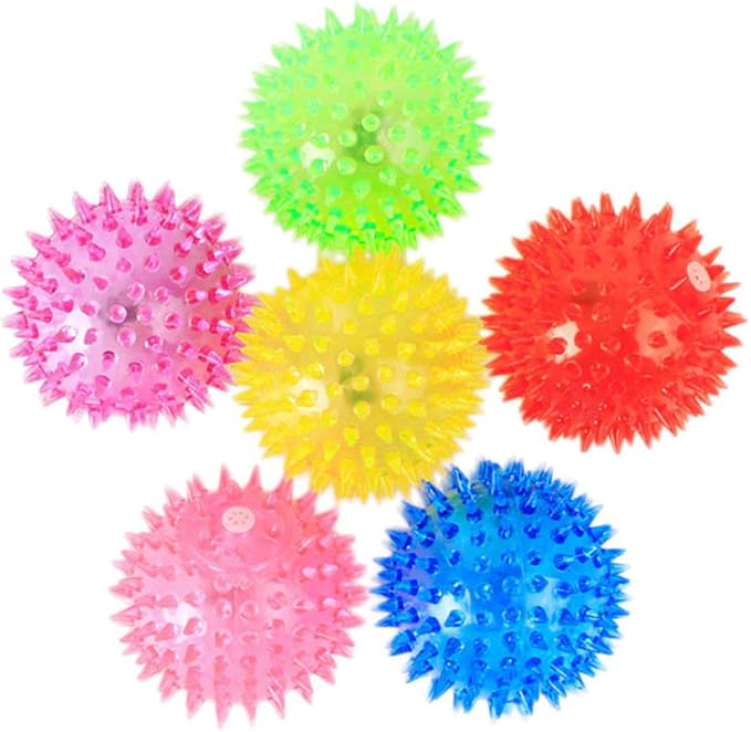 PVC Pet Dog Puppy LED B Light Up Flashing Play Toy Chasing Bounce Spiky Ball Pet to Chew But Also Imp Their Massaging Their They (c)