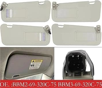 BBM2-69-320C-75 BBM3-69-320C-75 Car Sun Visor Accessories Compatible for Mazda 3 2010-2013 Interior Sunvisor(with Light Left)
