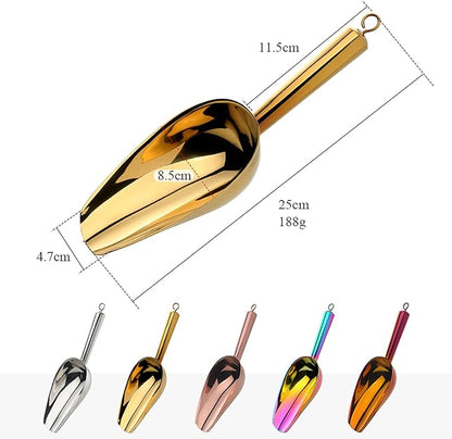 Meisha Stainless Steel Ice Scoop, Thickened Metal Food Candy Scoop for Kitchen Bar Party Wedding, Heavy Duty, Mirror Finish - Silver