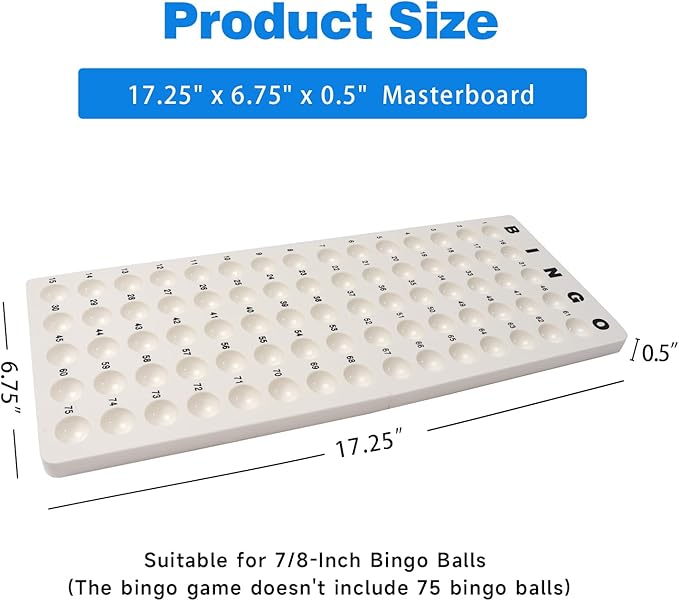 GSE Games  Sports Expert Bingo Master Board for 78" Balls, White Calling Board for Bingo Game, Great for Parties, Large Groups, Family Game Nights