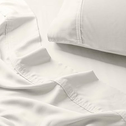 Olive  Crate Tencel Eucalyptus Pillowcases - 100 Tencel Lyocell Cooling Pillow Cases for Hot Sleepers - Hypoallergenic, Moisture-Wicking, Silk Alternative, Vegan - Standard Size Set of 2 Ivory