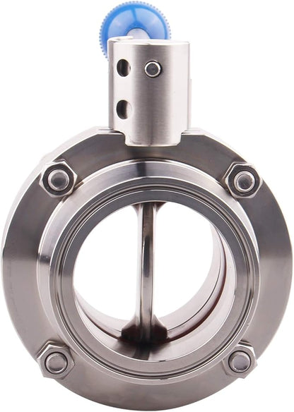 DERNORD Sanitary Butterfly Valve with Pull Handle Stainless Steel 304 Tri Clamp Clover (2.5" Tube OD)