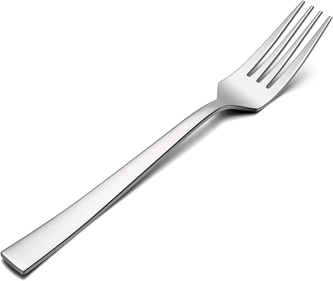 Salad Forks Set of 5, E-far 6.7 Inch Stainless Steel Dessert Forks for Home, Kitchen or Restaurant, Non-toxic & Mirror Polished, Squared Edge & Dishwasher Safe