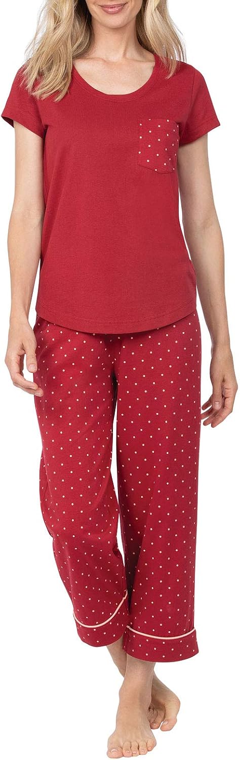 Womens PJs Sets - Ladies Pajamas Capris 100% Cotton