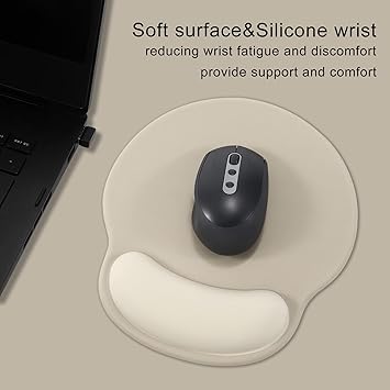 Solid Color Design Ergonomic Mouse Pad Wrist Support Rest,High Viscosity Non-Slip Gel Bottom for Office Desk Accessories, Gaming, Computer, and Laptop (Solid Khaki)