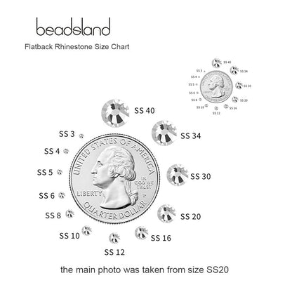 beadsland Flat Back Crystal Rhinestones Round Gems for Nail Art and Craft Glue Fix, CrystalAB (SS12(2.9-3.0mm))