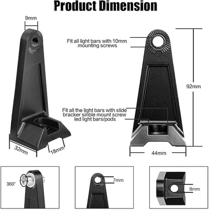 LED Light Bar Side Mounting Bracket Base Mounting Universal Bracket 2PCS Rubber Pad Brackets kit for Mounting Straight or Curved LED Light Bar from 7 inch up to 52 inch (Pack of 2)