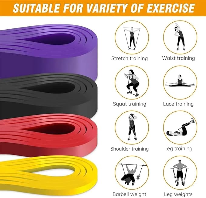 Resistance Bands Set of 5, Exercise Bands 5-125 lbs, 5 Color Coded Workout Bands for Strength Training Powerlifting Tennis Elbow Golfer's Elbow Relief Physical Therapy