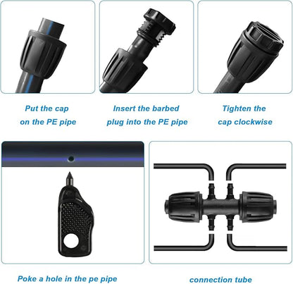 8x12 Inch Drip Irrigation Fittings End Caps2x12 Inch to 14 Inch Locked Barbed Six Hose Connectors 12 Inch Irrigation Fittings End Plugs for (12'' ID x 0.60-0.63'' OD)16mm Drip Tubing Connectors
