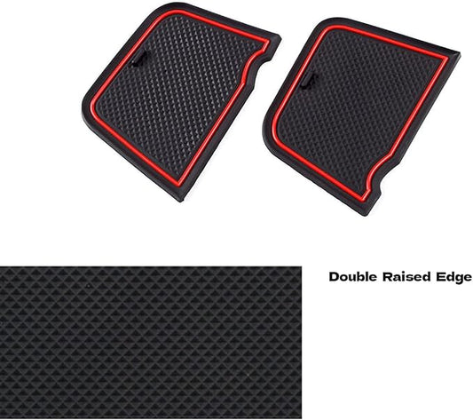 Car Door Pocket Liners for Honda Civic Accessories 2022, Premium Groove Mats Liners, Custom Fit Cup Holder, Center Console, and Door Pockets Inserts Kit - 15 PCS Set, Red Trim