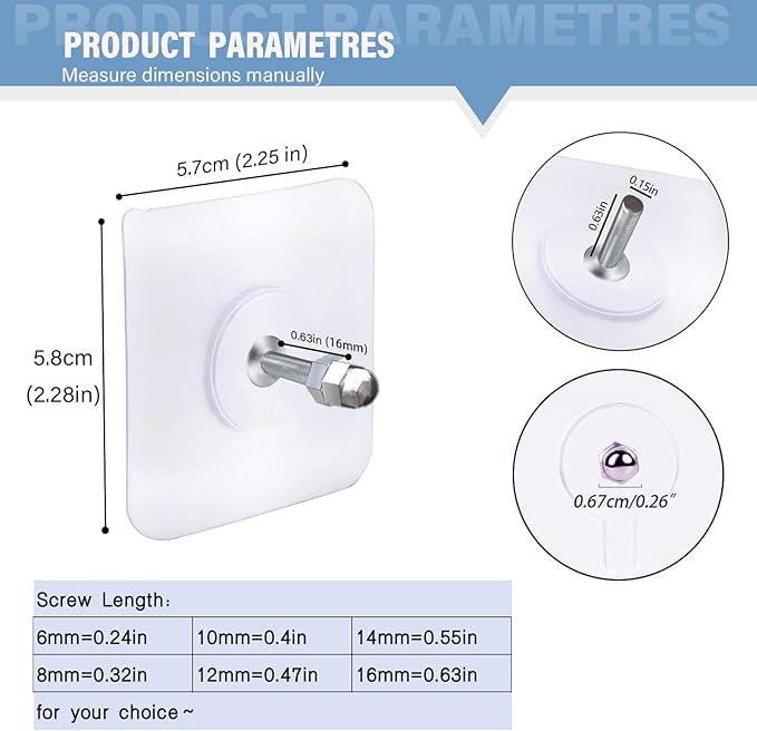 Adhesive wall hooks (13 pounds maximum), screwless wall hooks without nails for photo frames, waterproof and oil-resistant hooks for decorations and kitchen shelves
