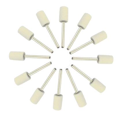 Luo ke 10mm Diameter Cylinder Shape Polishing Buffing Wheels Wool Felt Mounted Mandrel Grinding Bits Grinder Head Rotary Tool Accessories Drill Tools Attachment - 1/8 Inch Shank