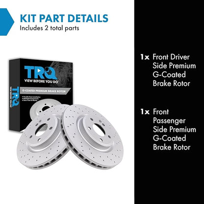 TRQ Front Brake Rotors Set Compatible with 2014-2019 Mercedes-Benz CLA250 2015-2020 GLA250