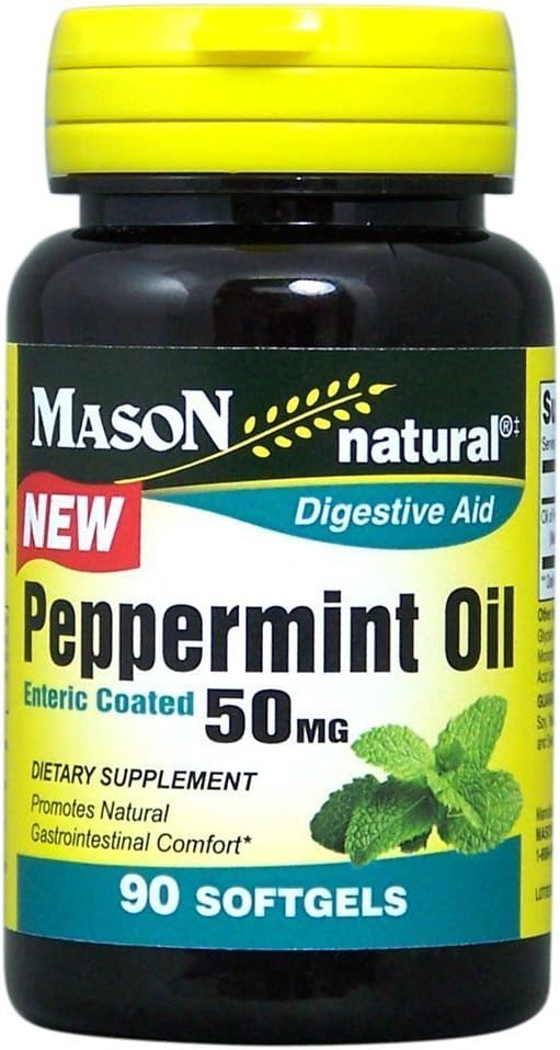Mason Natural Peppermint Oil 50 mg Enteric Coated Softgels - 90 Softgels, Pack of 4