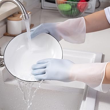 Acouto Kitchen Gloves - Reusable Dishwashing  Gloves with a Snug Fit for Household Tasks