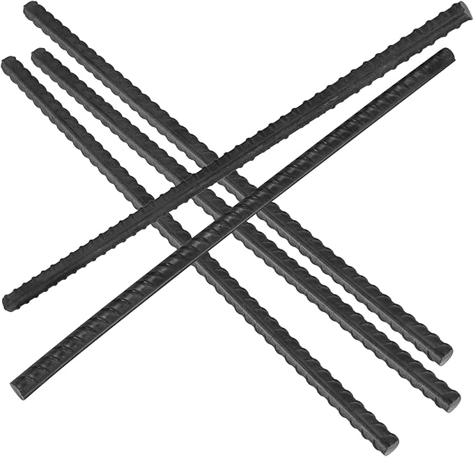 SHEUTSAN 20 PCS 12 Inch Rebar Stakes, 38' Thick Heavy Duty Steel Rebar Ground Anchor, Straight Metal for Camping Tent, Concrete Forming, Plant Stakes, Black