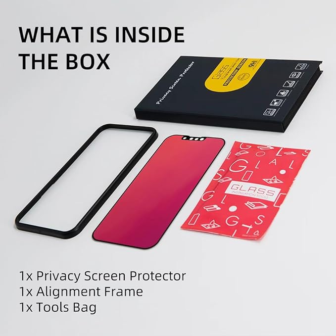 EGKimBa Privacy Screen Protector: Compatible with iPhone 16e, 14, 13 and 13 Pro 6.1 inch, blue light tempered glass, colorful, galvanized, anti-spy, anti-blue light