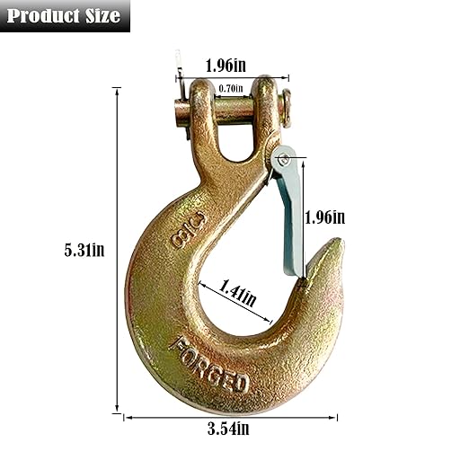 38" Clevis Slip Hook, 4 Pack Forged G70 Steel Clevis Hook with Safety Latch for Deck Hauler Receiver Hitches Trailer Wiring, Chain Hooks Solid Clevis Grab Hooks for Trailer(18,000lbs Capacity)