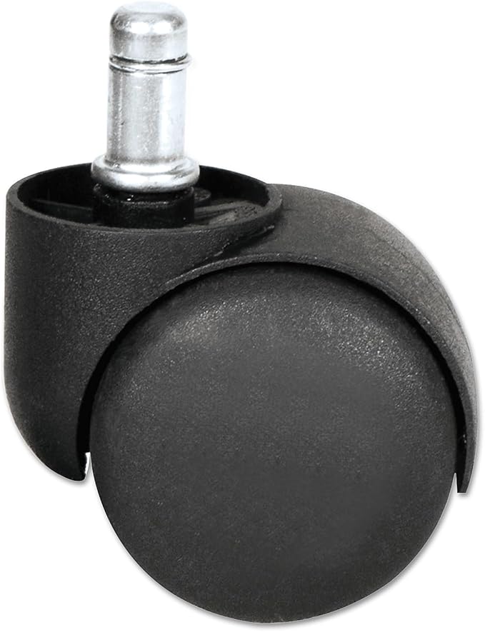 Alera Dual Wheel Hooded Casters, Grip Ring Type B Stem, 1.5" Hard Nylon Wheel, Matte Black, 5/Set