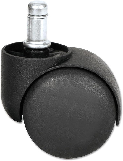Alera Dual Wheel Hooded Casters, Grip Ring Type B Stem, 1.5" Hard Nylon Wheel, Matte Black, 5/Set