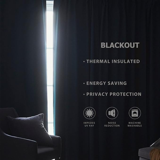 Joydeco Blackout Room Divider Curtains for Sliding Glass Doors 84 Inches Long 1 Panel, Extra Wide Sliding Door Curtains for Doorway Patio Bedroom Living Room (Black, 100Wx84L)