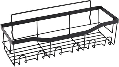 Non-perforated bathroom storage shelves, black shower racks, toilet wall mounted shelves, wash storage, five-piece stainless steel bathroom organizers, Toothbrush holder