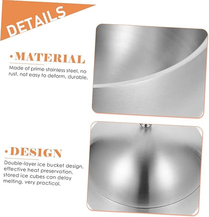 Spherical Ice Bucket Stainless Steel Ice Bucket Ice Storage Bucket Ice Bucket with Lid Bar Ice Container Large Capacity Ice Container Ice Cube Container Wine Ice Bucket Bar Supply
