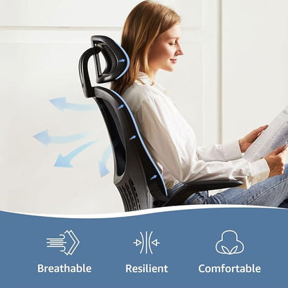 Office Chair, Ergonomic Desk Armchairs with Adjustable Lumbar Support and Flip up Armrest, High Back Rolling Mesh Taskchair with Swive for Home, Gaming, Black