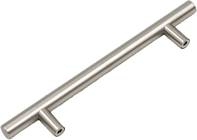 homdiy 5 Pack  Cabinet Handles Brushed Nickel Round Bar Cabinet Pulls 5in Hole Center HD201SN Stainless Steel Drawer Pulls Kitchen Cabinet Handles Cupboard Handles 5 Pack
