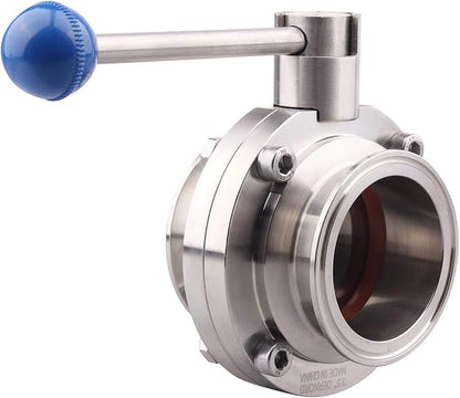 DERNORD Sanitary Butterfly Valve with Pull Handle Stainless Steel 304 Tri Clamp Clover (2.5" Tube OD)