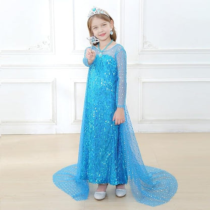 4Pcs Princess Dress Up Accessories, Elsa Dress Up Party Accessories Set for Princess Costume Elsa Crown Wand for Girls