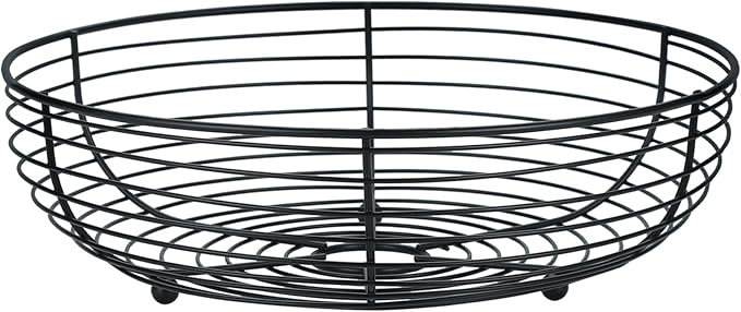 IBWell® Black Fruit Bowl for Kichen Countertop, Round Wire Fruits Breads Vegetables Snacks Canddy Basket - 11.5"x3.4"(DxH)