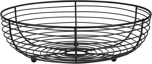 IBWell® Black Fruit Bowl for Kichen Countertop, Round Wire Fruits Breads Vegetables Snacks Canddy Basket - 11.5"x3.4"(DxH)