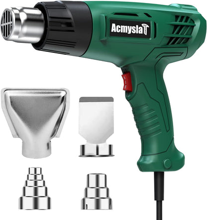 Heat Gun, Heavy Duty Hot Air Gun Kit Dual Temperature Settings 572?~932? (300?-500?), Overload Protection, Shrink Wrapping/Tubing, Paint Removing, Epoxy Resin ( No accessories included. Heat Gun only )