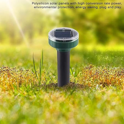 (2 Pack) Gopher Repellent Ultrasonic Solar Powered - Easy to Use Solar Mole Repellent Ultrasonic with an Auger Drill Bit - IP65 Waterproof Sonic Repeller Stakes for Groundhog, Vole, Snake, etc