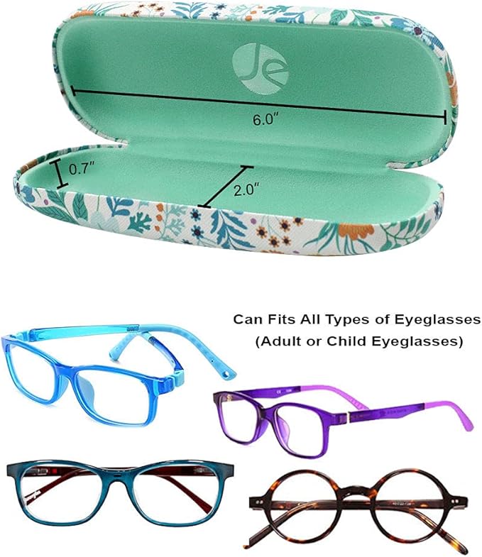 Printed Pattern Durable Hard Clamshell Eyeglass Case with Bonus Microfiber Cloth