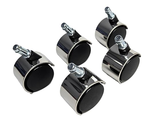 55C5-2" Chrome Standard Replacement Office Chair Casters Hard Wheels for Soft Floor - Set of 5 - Standard Size Stem 716 Inch Dia x 78 Inch Long.
