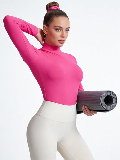 Women's Long Sleeve Mock Turtleneck Tops, Lightweight Baselayer Shirts, High Neck Pullover Undershirts Stretchy