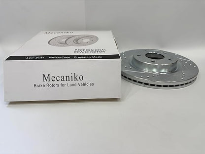 Front 11.10" Drilled and Slotted Brake Rotors Compatible with 1998-2017 Honda Accord, 2002-2004 CR-Z, 2006-2021 Civic, 2003-2011 Element, 2016 CR-V, 06-11 Acura CSX, 14-15 ILX Brakes, 31257